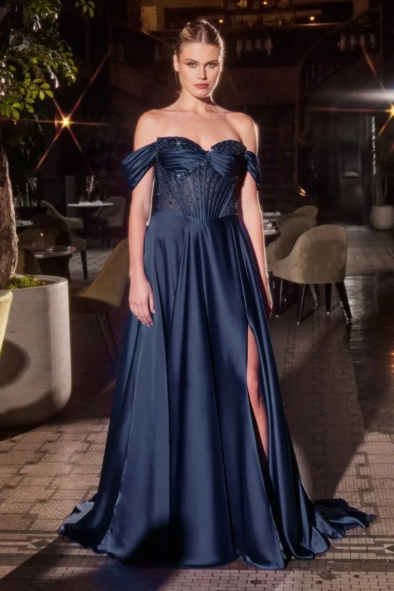 Strapless Beaded Satin A-Line Dress by Tux-USA