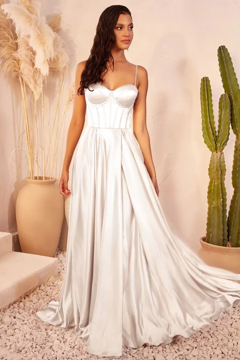 Satin A-Line Bustier Bridal Dress by Tux-USA