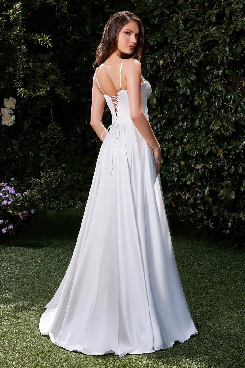 Satin A-Line Bustier Bridal Dress by Tux-USA