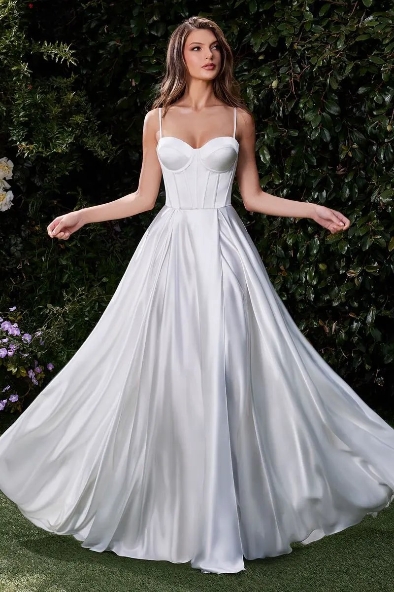 Satin A-Line Bustier Bridal Dress by Tux-USA