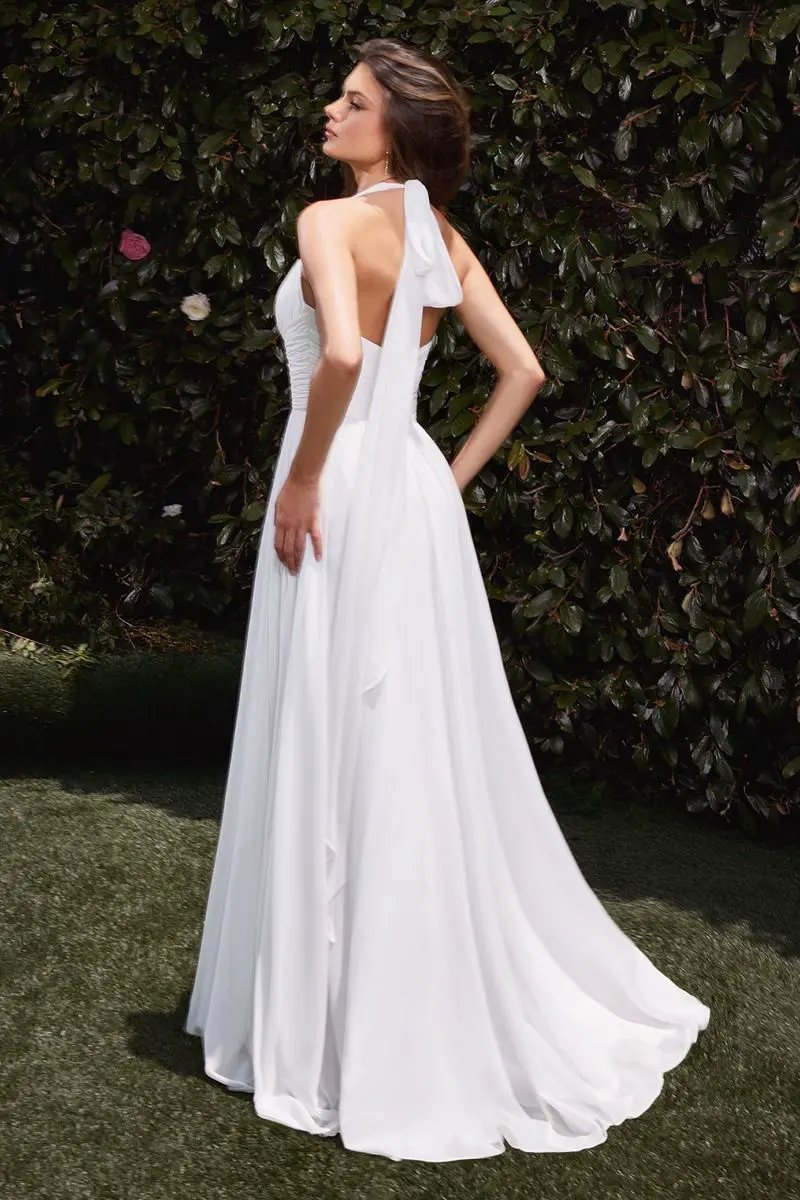 Satin Halter Neckline A-Line Bridal Dress by Tux-USA