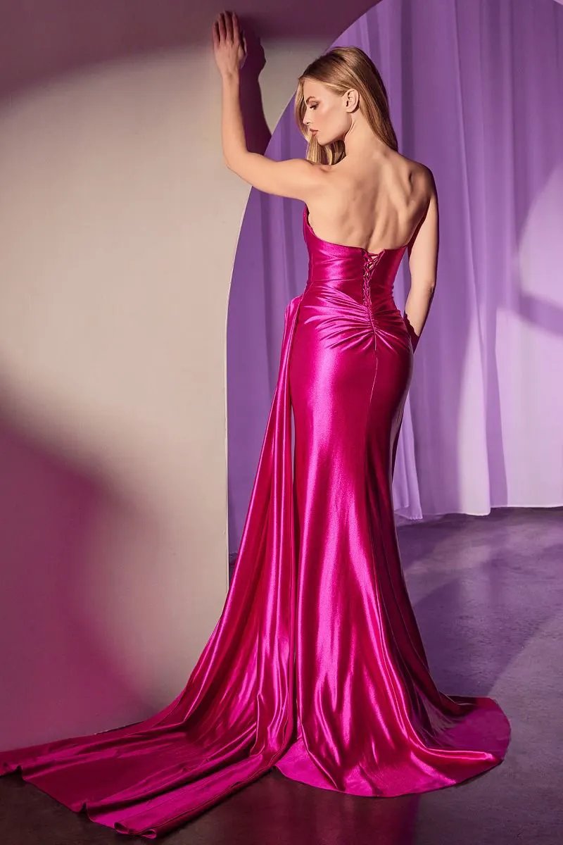 Strapless Fitted Structured Satin Gown by Tux-USA