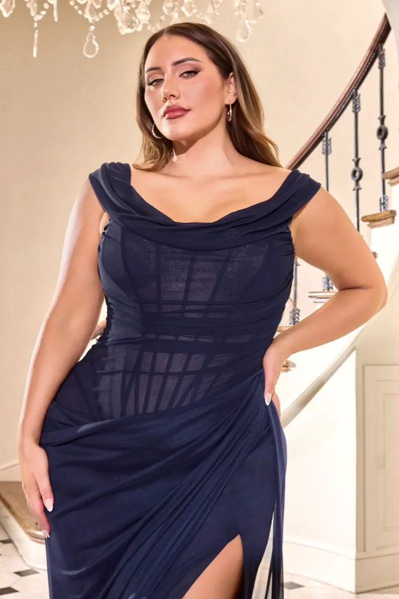 Satin Off The Shoulder Corset Gown Curve by Tux-USA