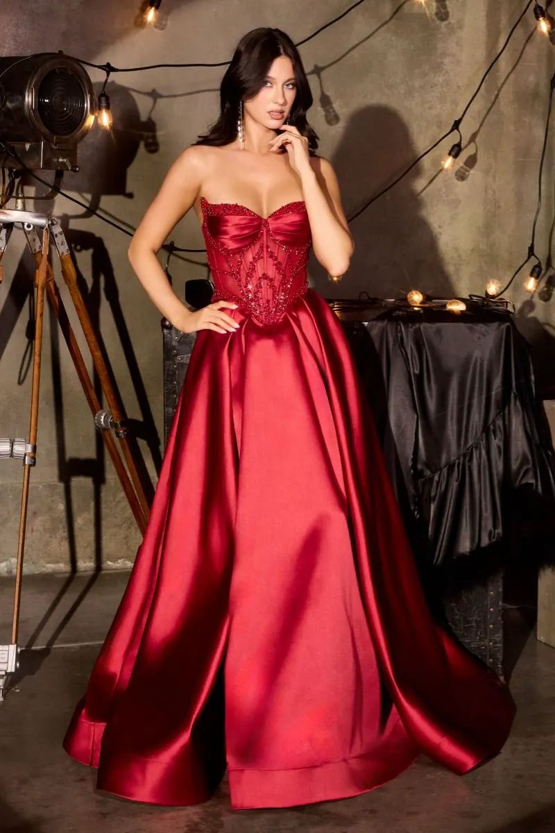 Strapless Satin A-Line Dress by Tux-USA
