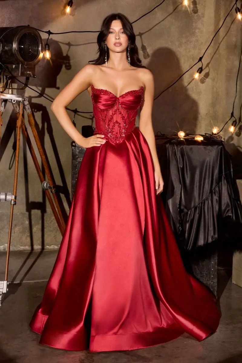 Strapless Satin A-Line Dress by Tux-USA