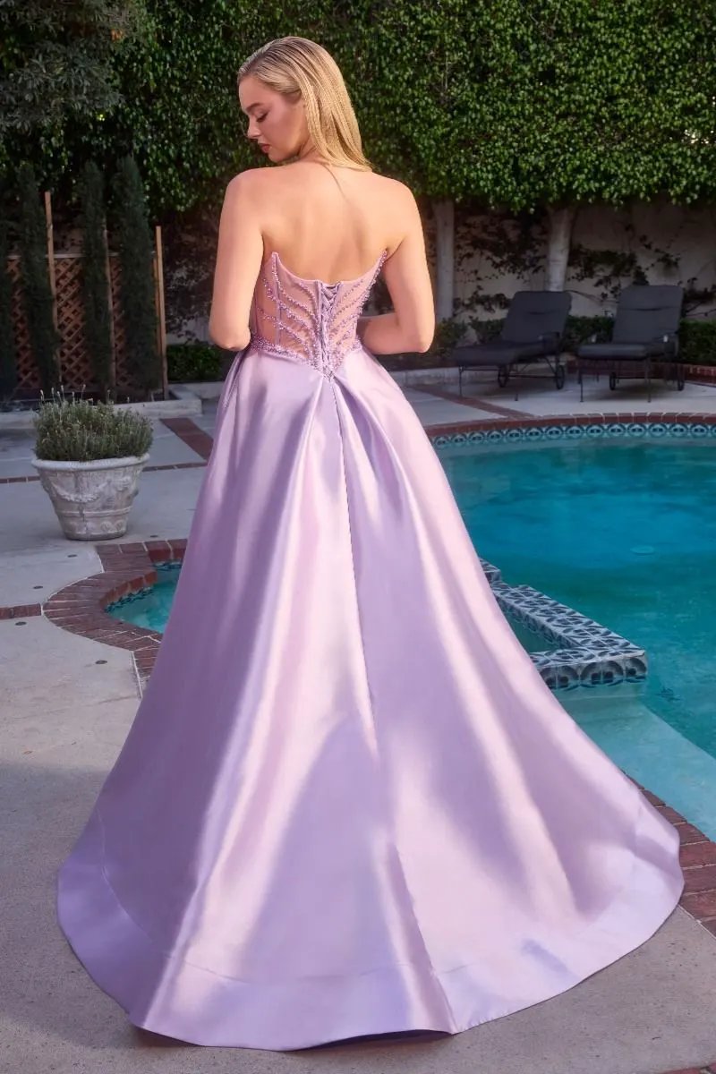 Strapless Satin A-Line Dress by Tux-USA
