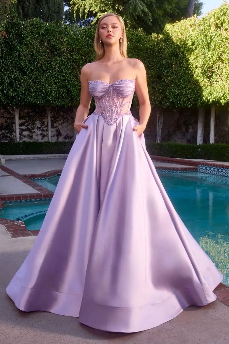 Strapless Satin A-Line Dress by Tux-USA