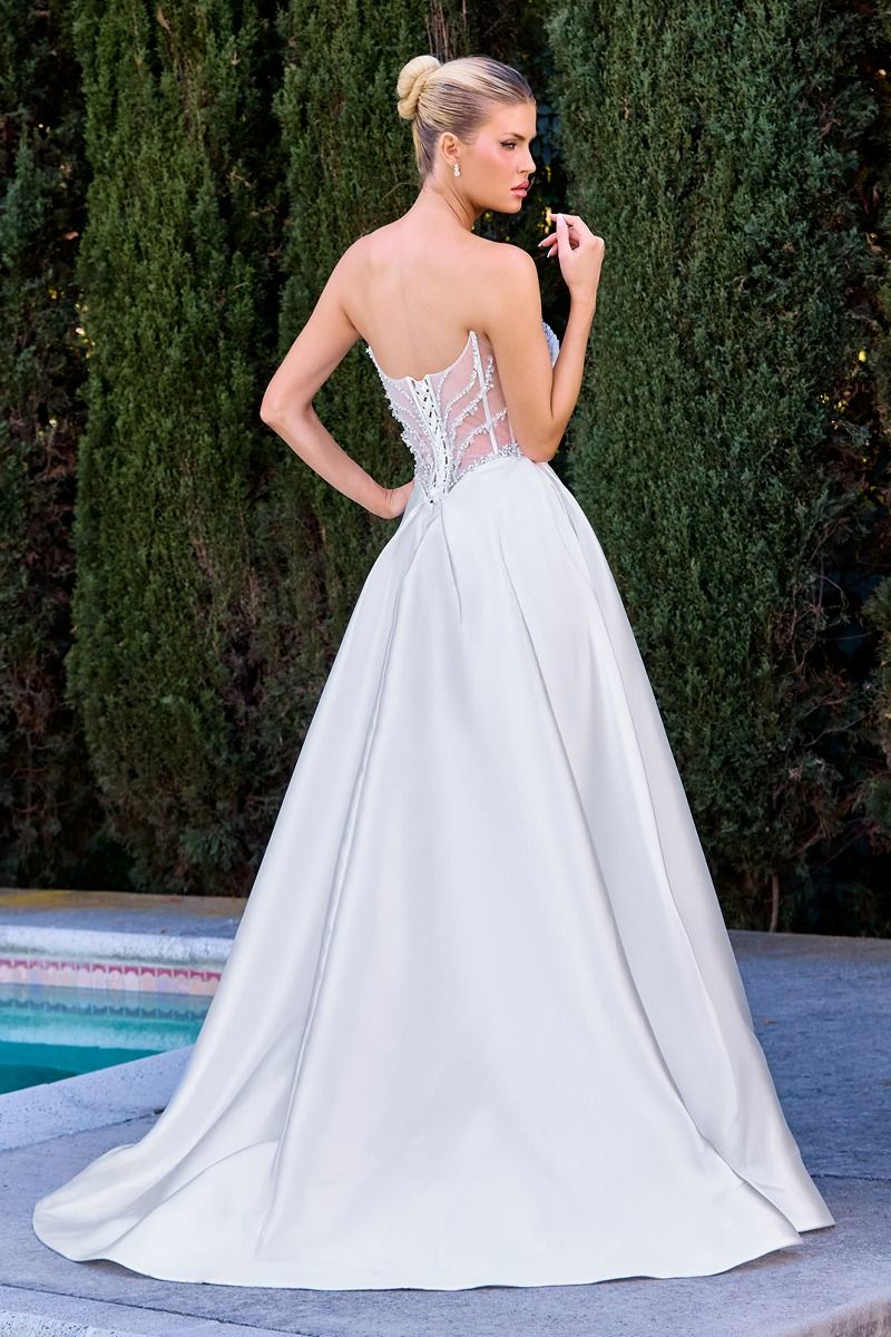 A-Line Bridal Gown the Strapless Sweetheart Bodice Showcases Pleated Cups-1
