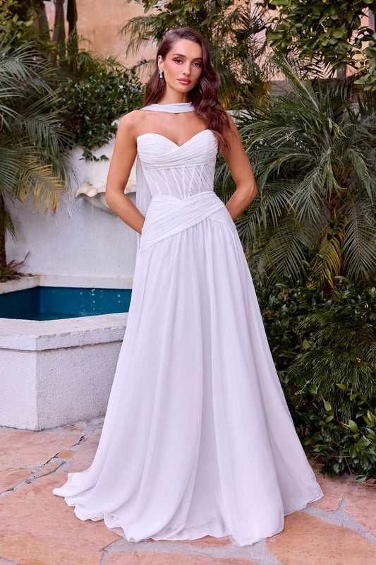 A-line Strapless Wedding Gown-0