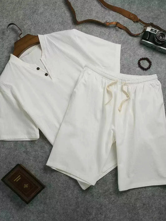 Men's Plus Size Short Sleeve Top and Shorts Set by Trendsi