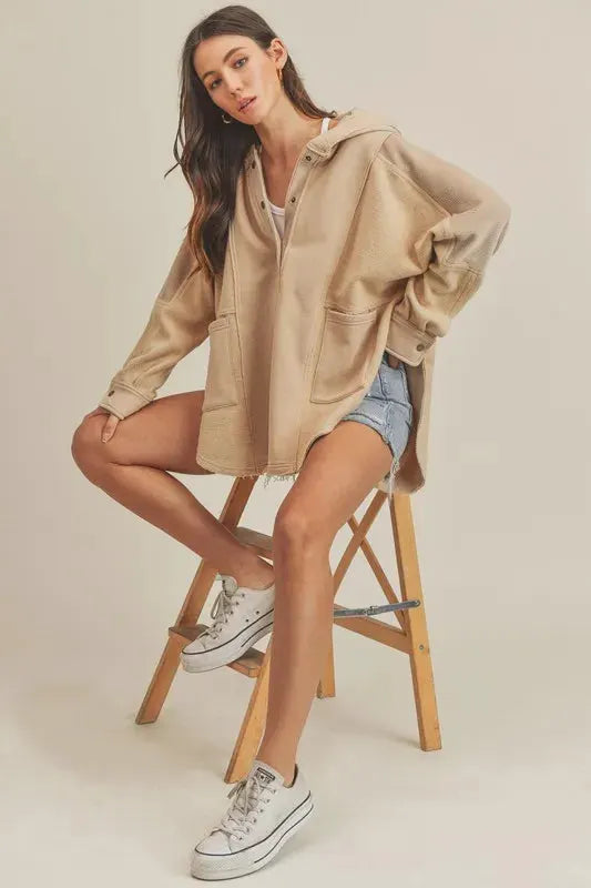 Aemi + Co Slit Half Snap Oversize Hoodie by Partner Label