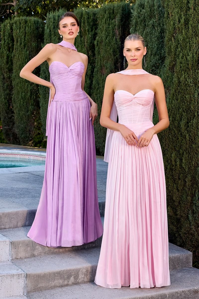 Strapless Dress, Sweetheart Neckline, Pleated, Luminescent Chiffon, A-Line Skirt-5