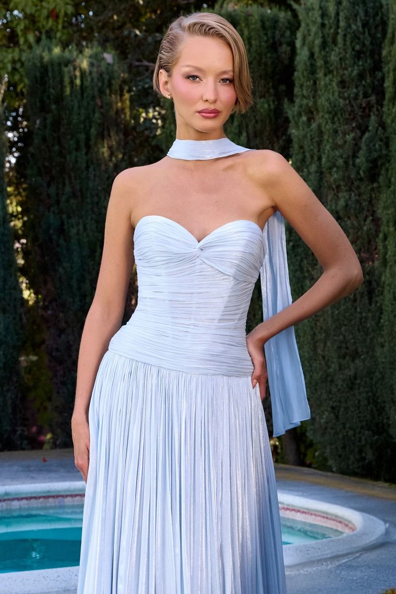 Strapless Dress, Sweetheart Neckline, Pleated, Luminescent Chiffon, A-Line Skirt-8