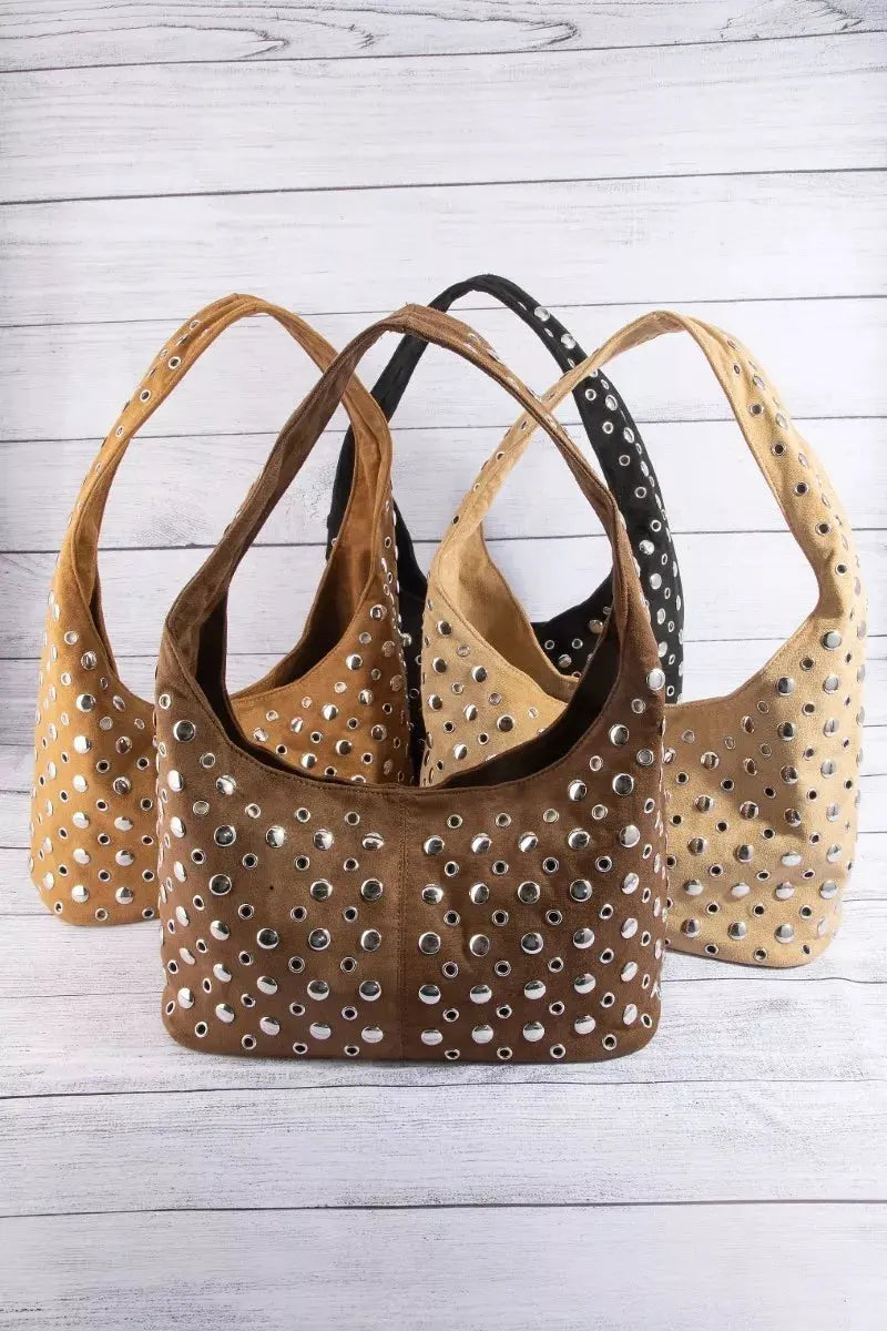 Fame Multi Rivet Studded Shoulder Bag by Partner Label