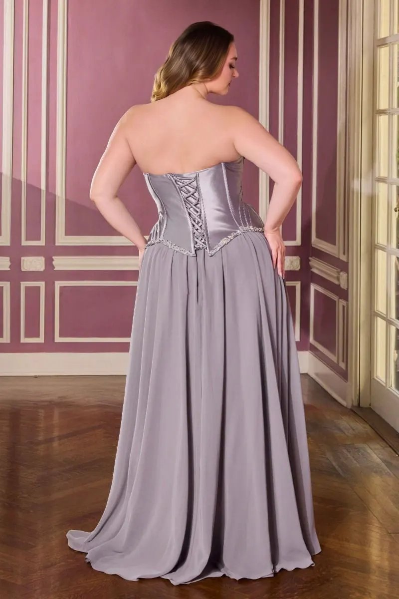 Ball Gown Strapless Sweetheart Neckline Satin Corset Crystal Bodice Chiffon Skirt by Partner Label
