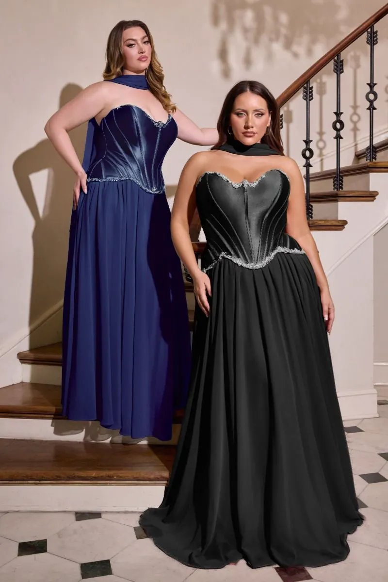 Ball Gown Strapless Sweetheart Neckline Satin Corset Crystal Bodice Chiffon Skirt by Partner Label