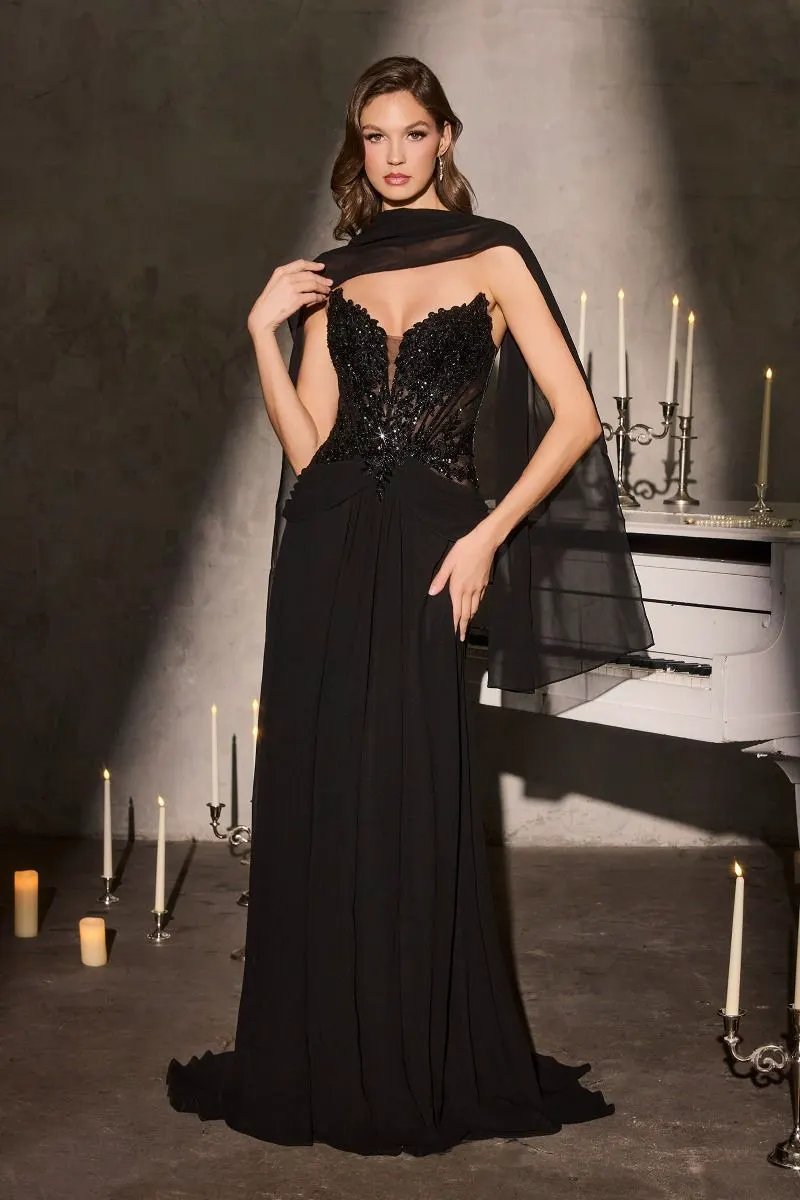 Dress gown a sweetheart illusion neckline paired with a beaded by Tux-USA