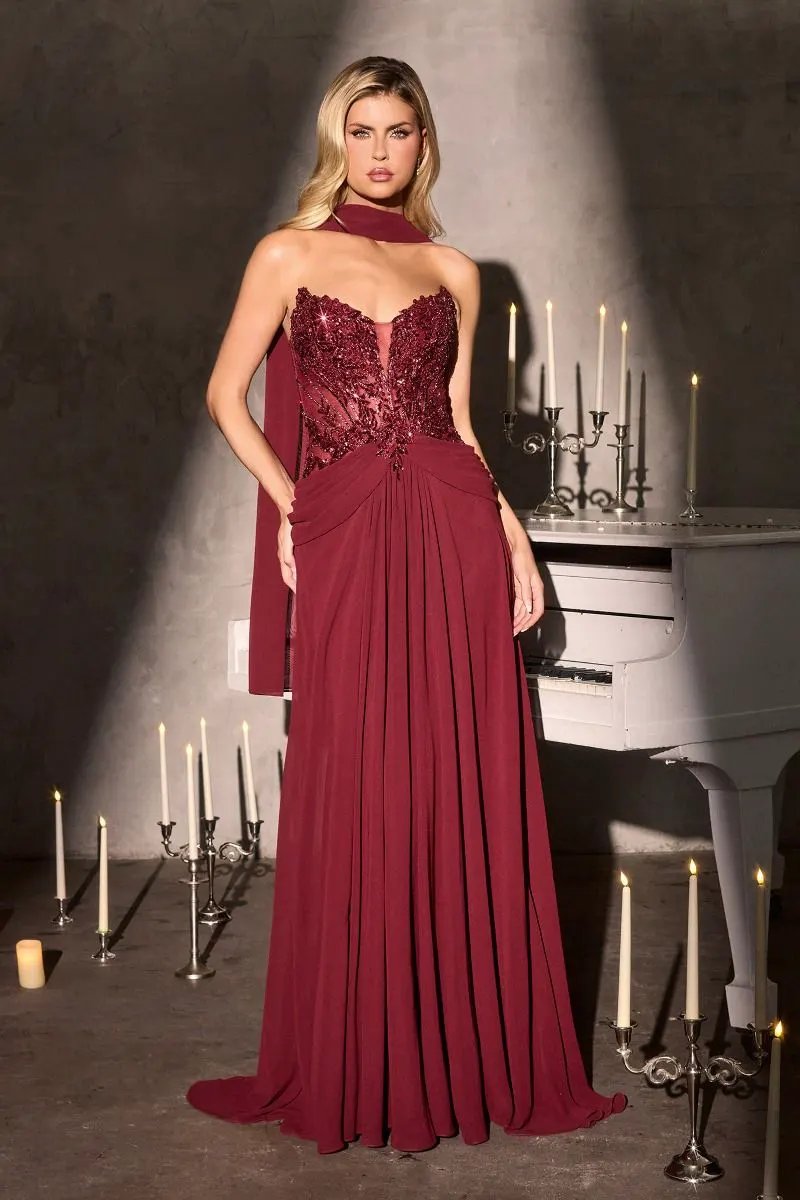 Dress gown a sweetheart illusion neckline paired with a beaded by Tux-USA