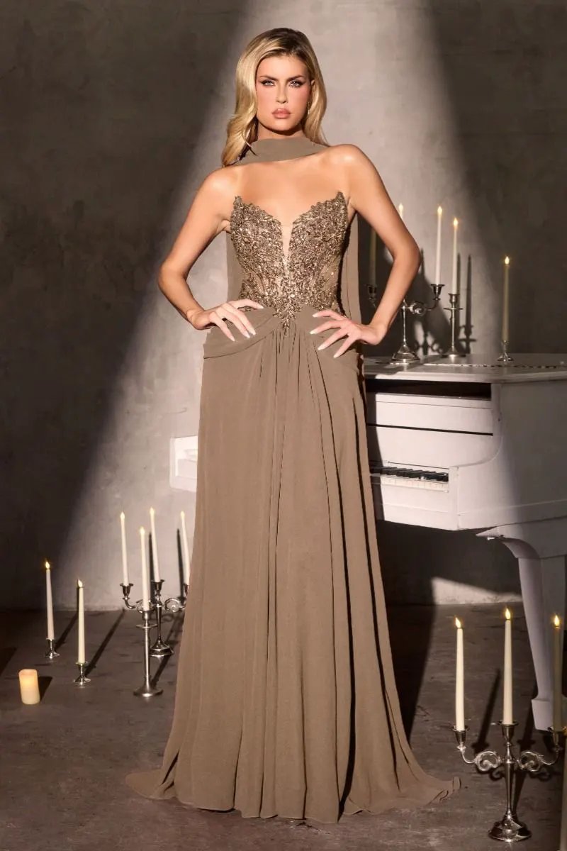 Dress gown a sweetheart illusion neckline paired with a beaded by Tux-USA