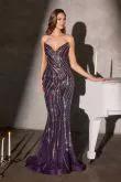 Fitted Dress With A Plunging Neckline And Sculpted Silhouette Adorned With Intricate Linear Beads by Tux-USA