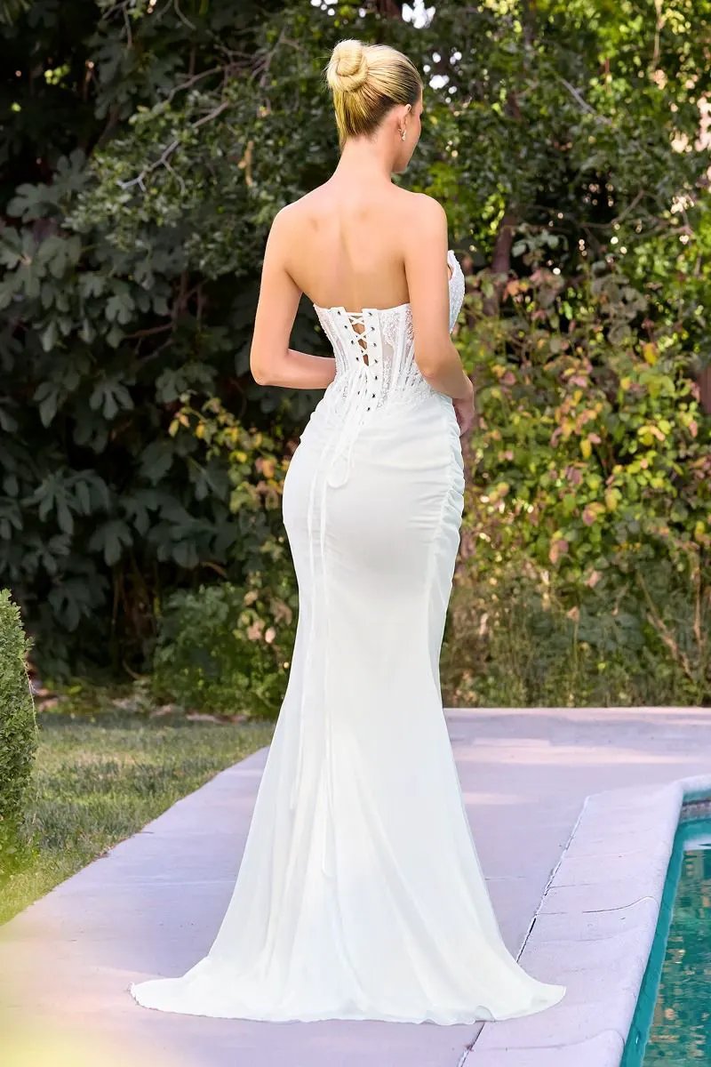 Bridal Gown Strapless Sweetheart Lace Corset Bodice Beaded for Brides by TuxUSA by Tux-USA