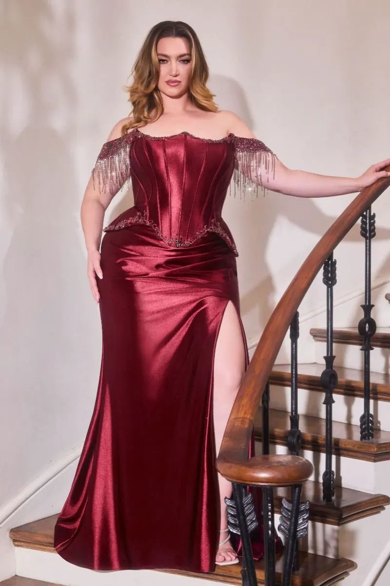 Fitted Strapless Lace & Satin Gown by Tux-USA