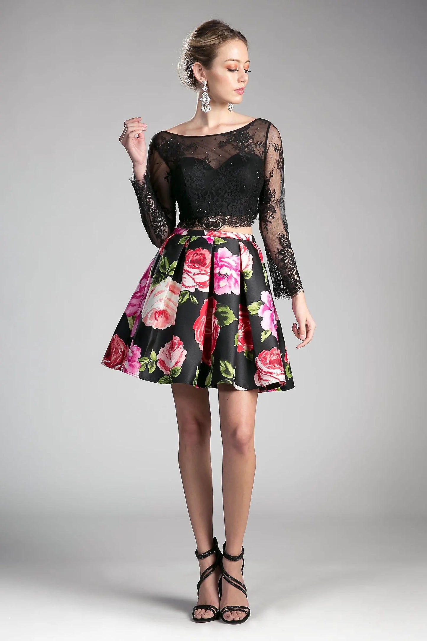 Beaded long sleeve lace crop top. TOP ONLY by Tux-USA
