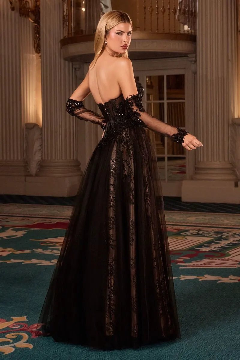 Strapless A-Line Dress & Removable Sleeves by Partner Label