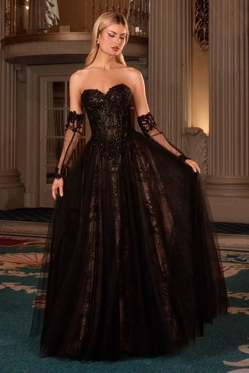 Strapless A-Line Dress & Removable Sleeves by Partner Label