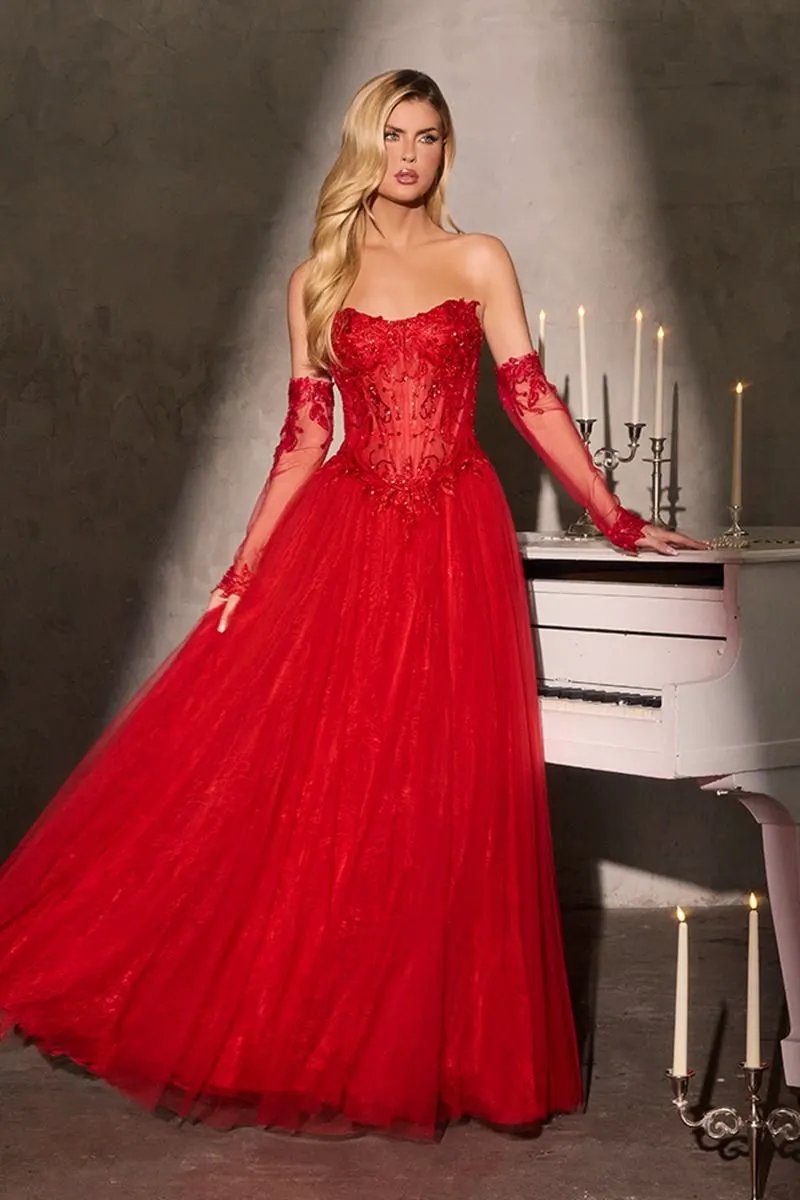 Strapless A-Line Dress & Removable Sleeves by Partner Label