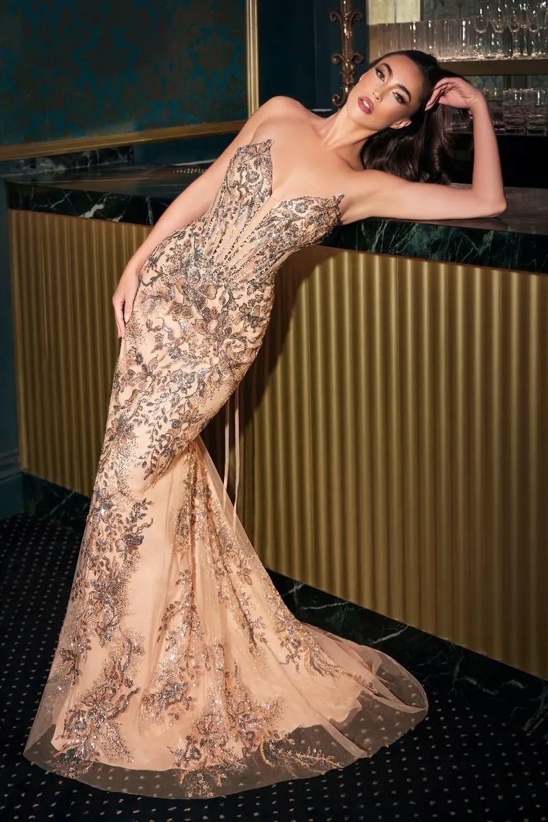 Embellished Fit & Flare Dress by Tux-USA