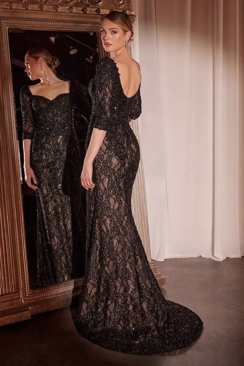 Lone Sleeve Lace Fitted Dress & Overskirt by Partner Label