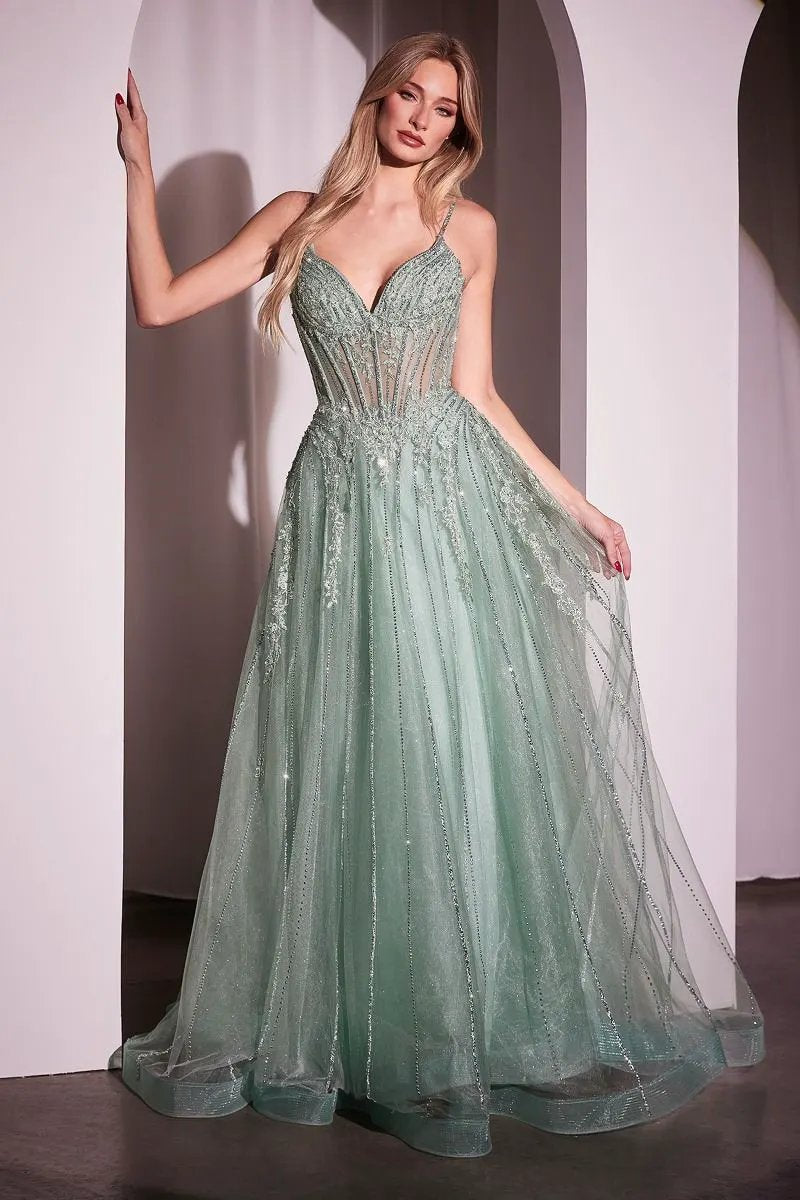 Crystal Embellished A-Line Tulle Dress by Partner Label