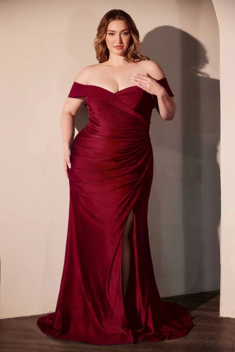 Stretch Spandex Off The Shoulder Curve Dress by Tux-USA