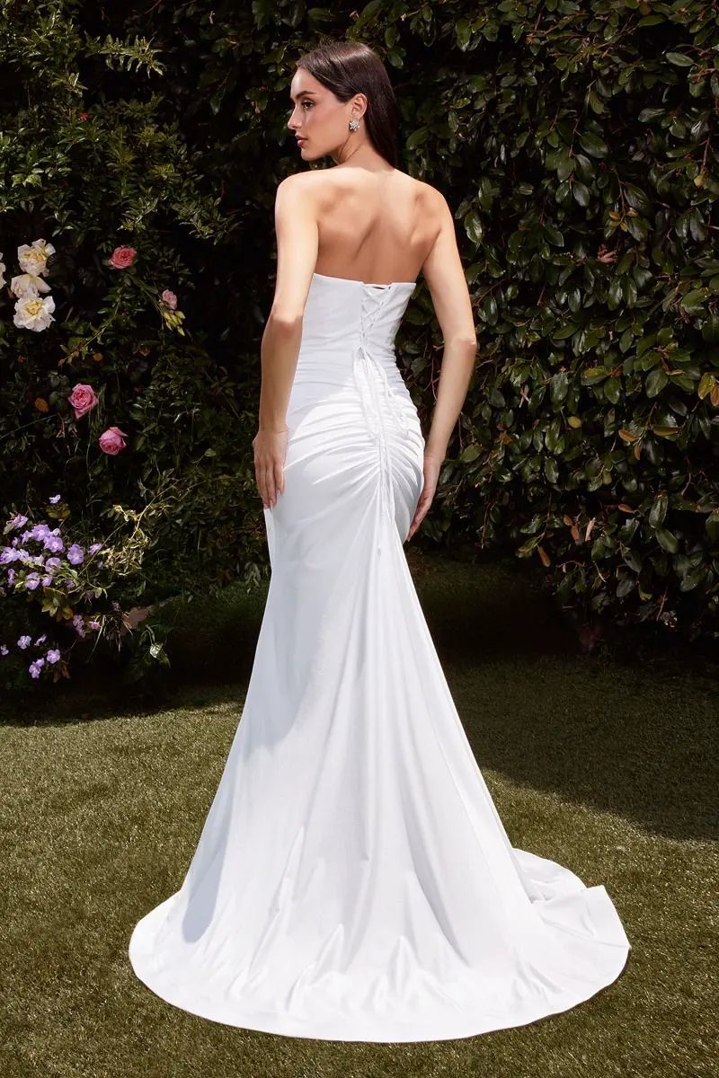 Strapless Stretch Satin Bridal Dress by Tux-USA