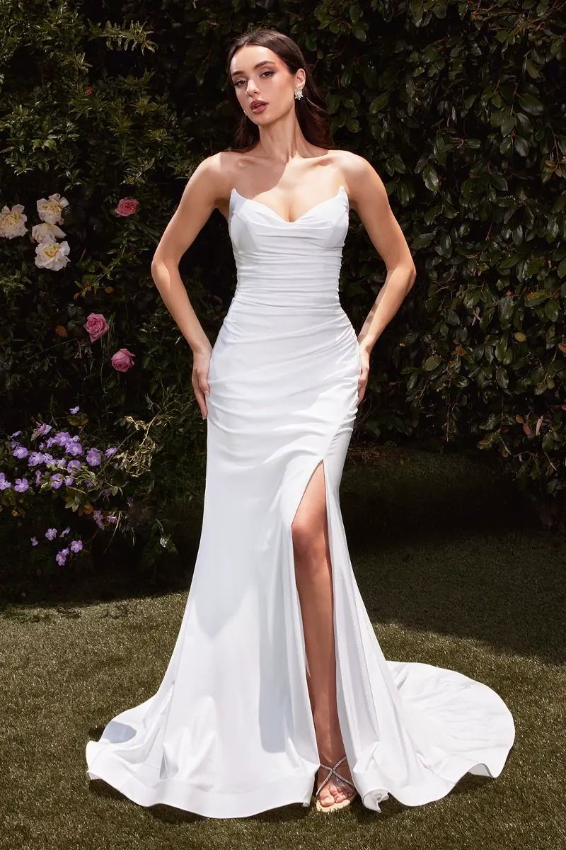 Strapless Stretch Satin Bridal Dress by Tux-USA