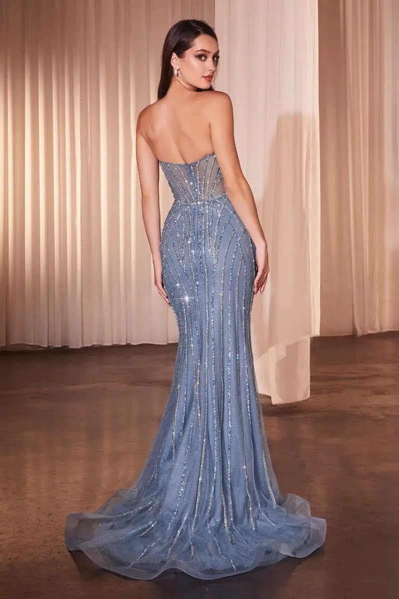 Strapless Crystal Fitted Gown by Tux-USA