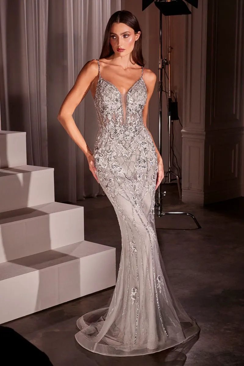 Lace & Tulle Crystal Embellished Fitted Gow by Tux-USA