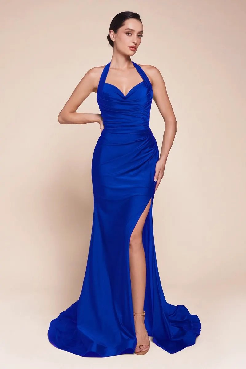 Stetch Satin Halter Fitted Dress 2 by Tux-USA