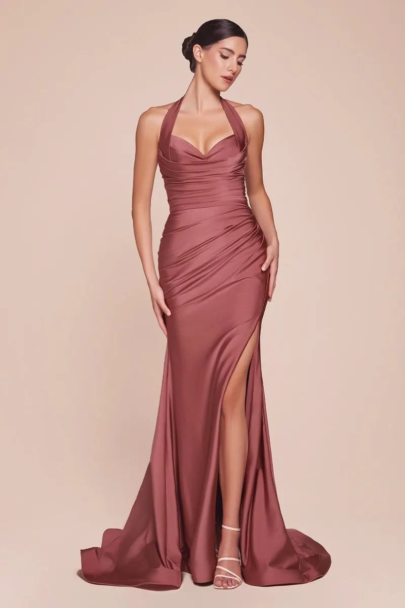 Stetch Satin Halter Fitted Dress 2 by Tux-USA