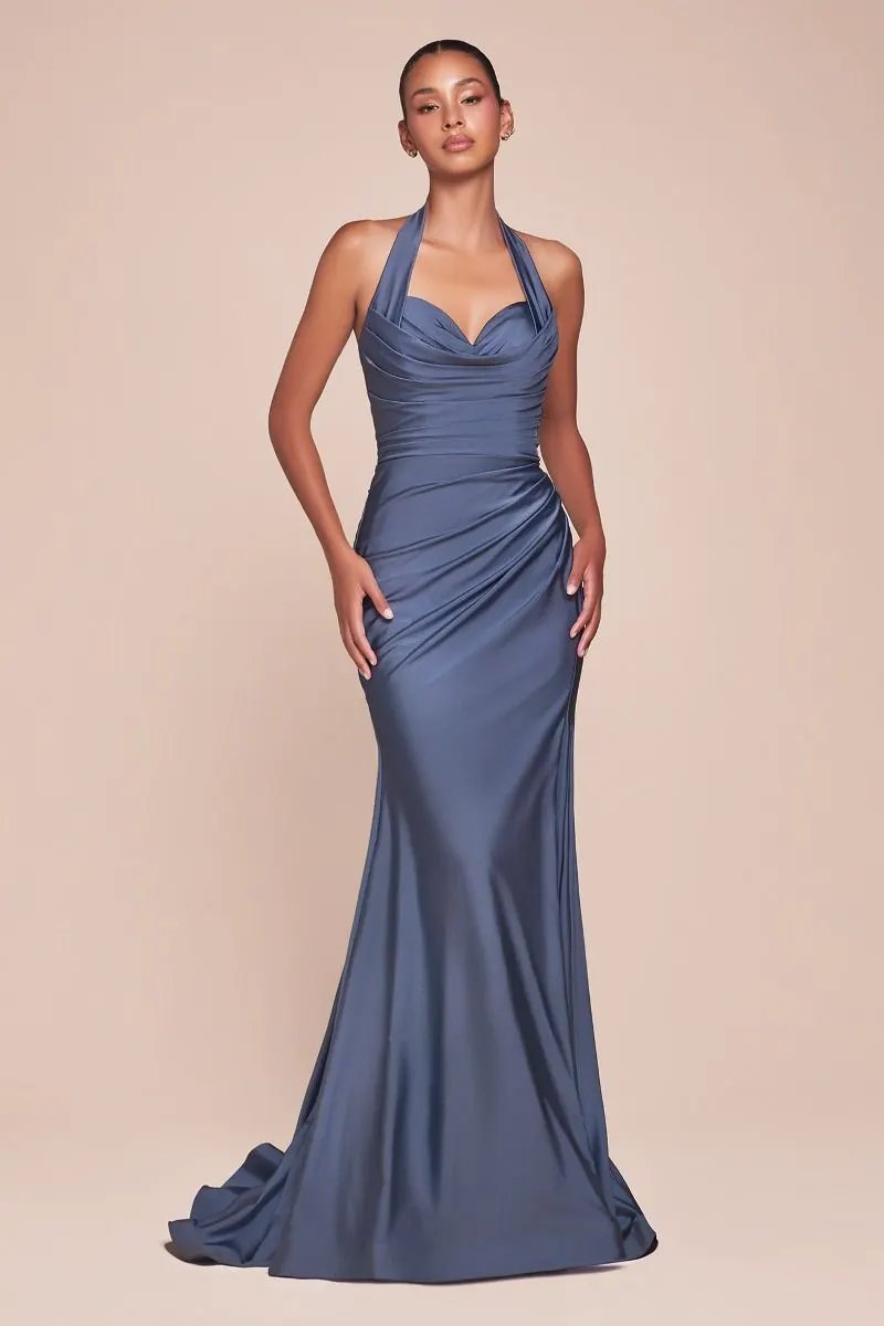 Stetch Satin Halter Fitted Dress 2 by Tux-USA