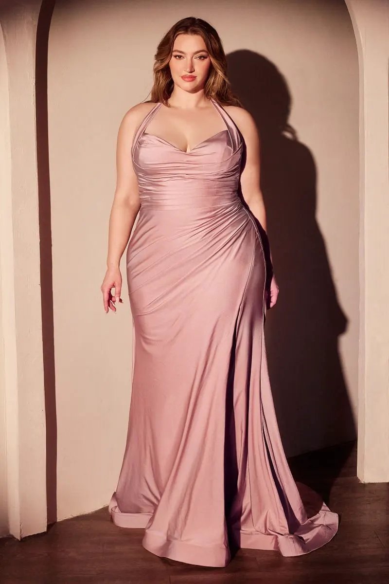Halter stretch spandex fitted gown by Tux-USA