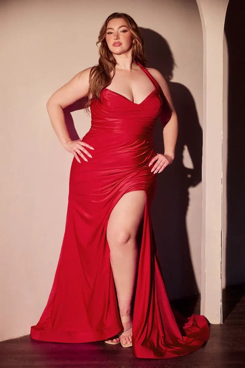 Halter stretch spandex fitted gown by Tux-USA