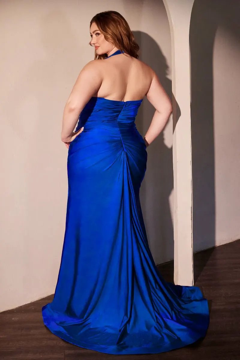 Halter stretch spandex fitted gown by Tux-USA