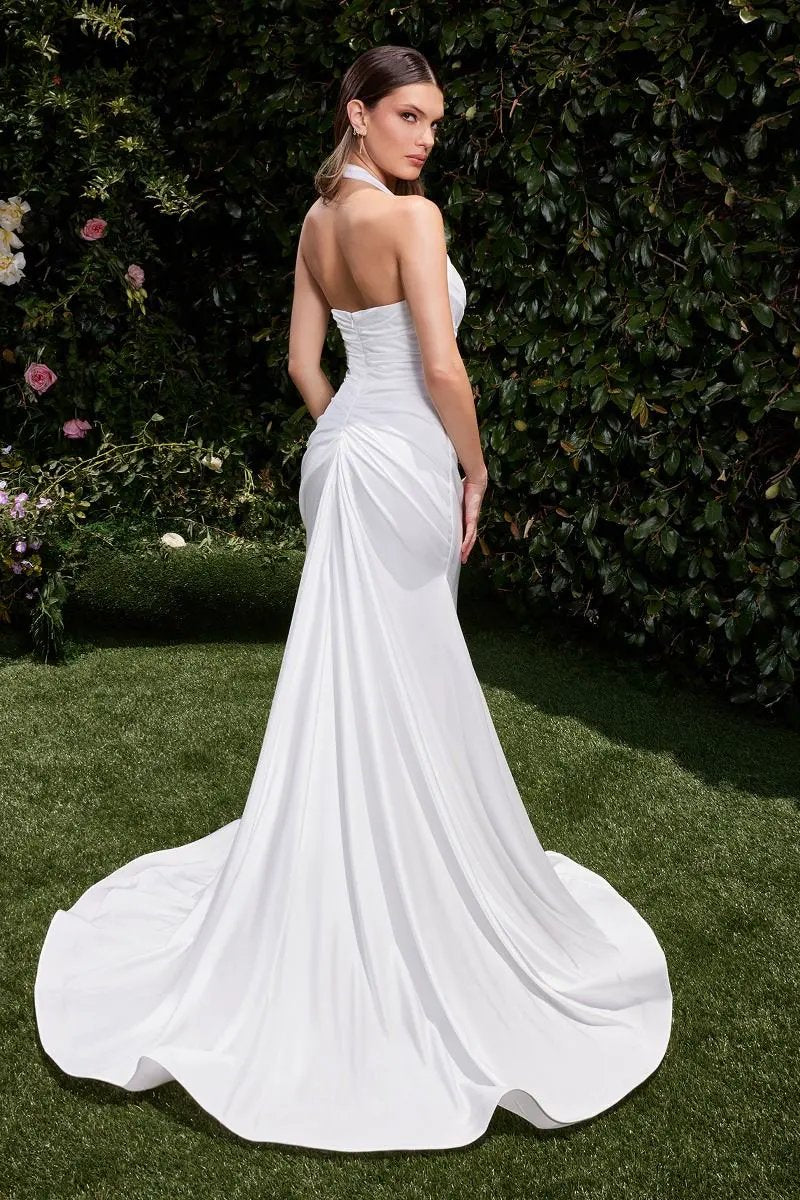 Stretch Spandex Fitted Halter Bridal Dress by Tux-USA