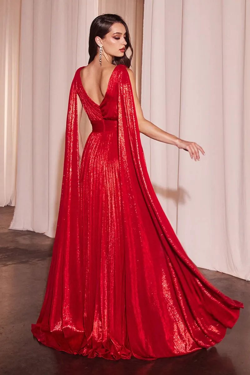 Metallic Pleated A-Line Gown by Tux-USA