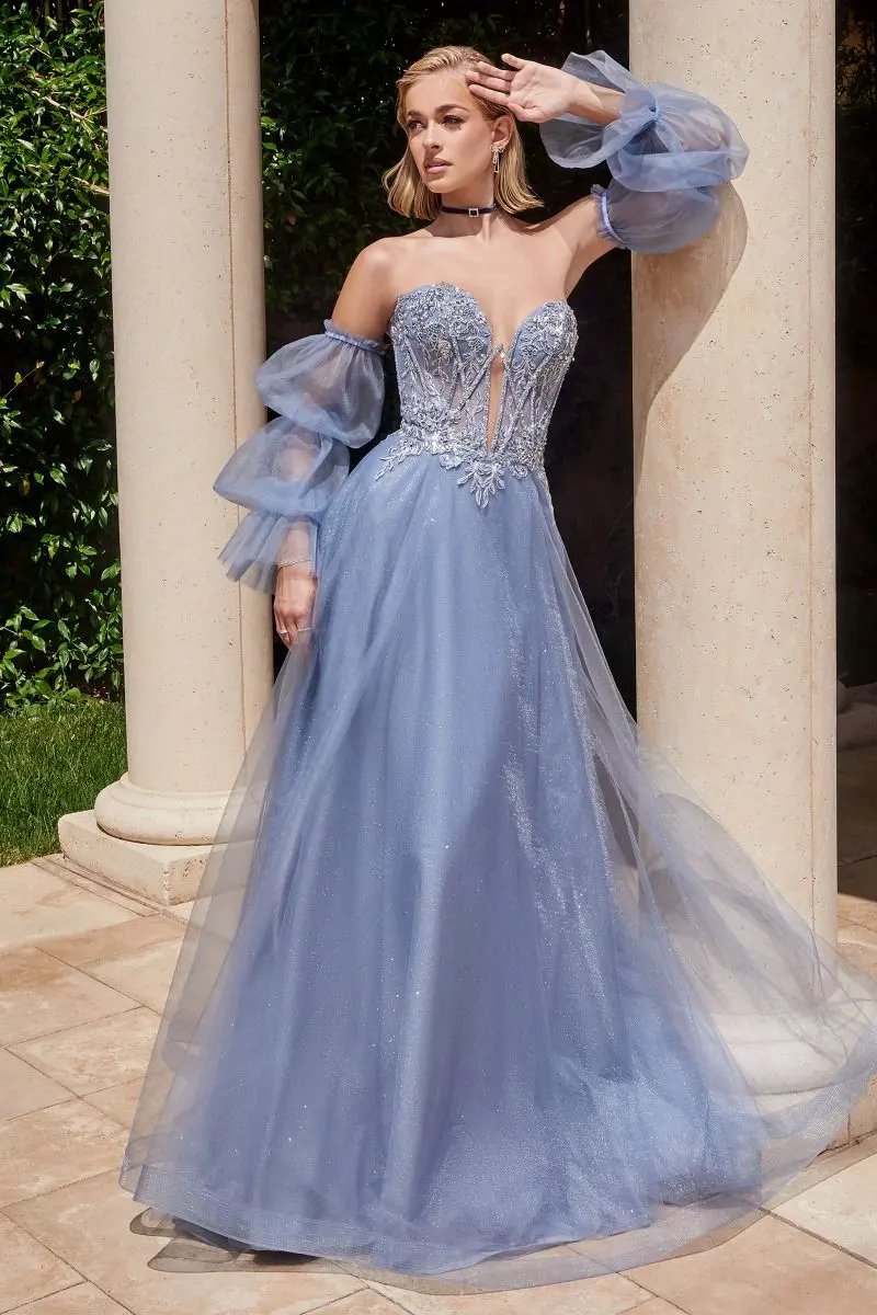 Strapless Ball Gown With Removable Sleeves by Tux-USA