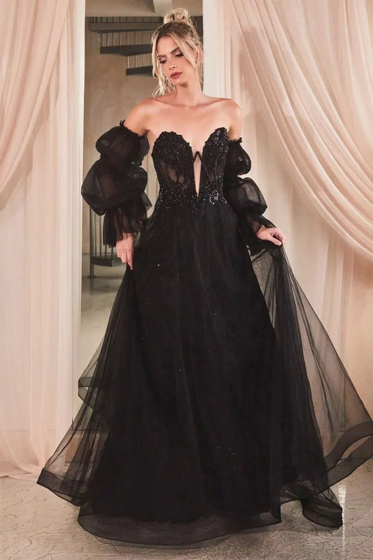 Strapless Ball Gown With Removable Sleeves by Tux-USA