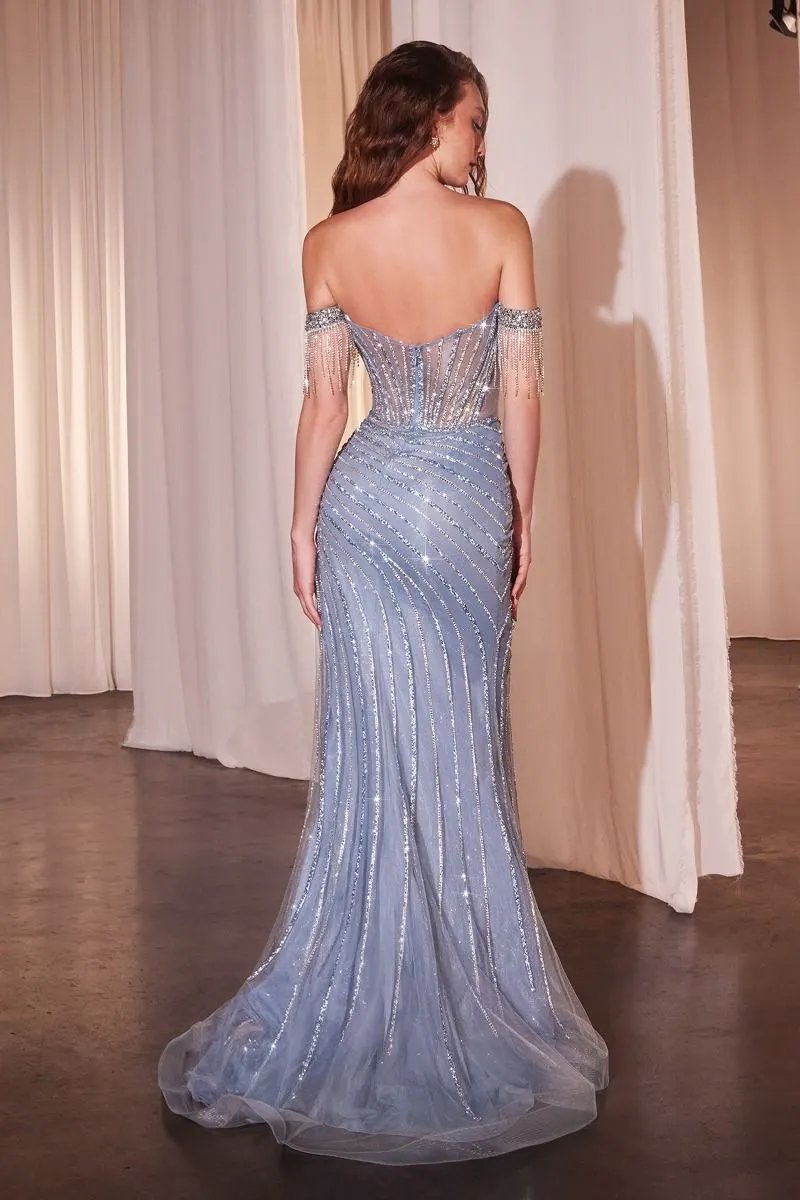 Fully Embellished Off The Shoulder Evening Gown by Tux-USA