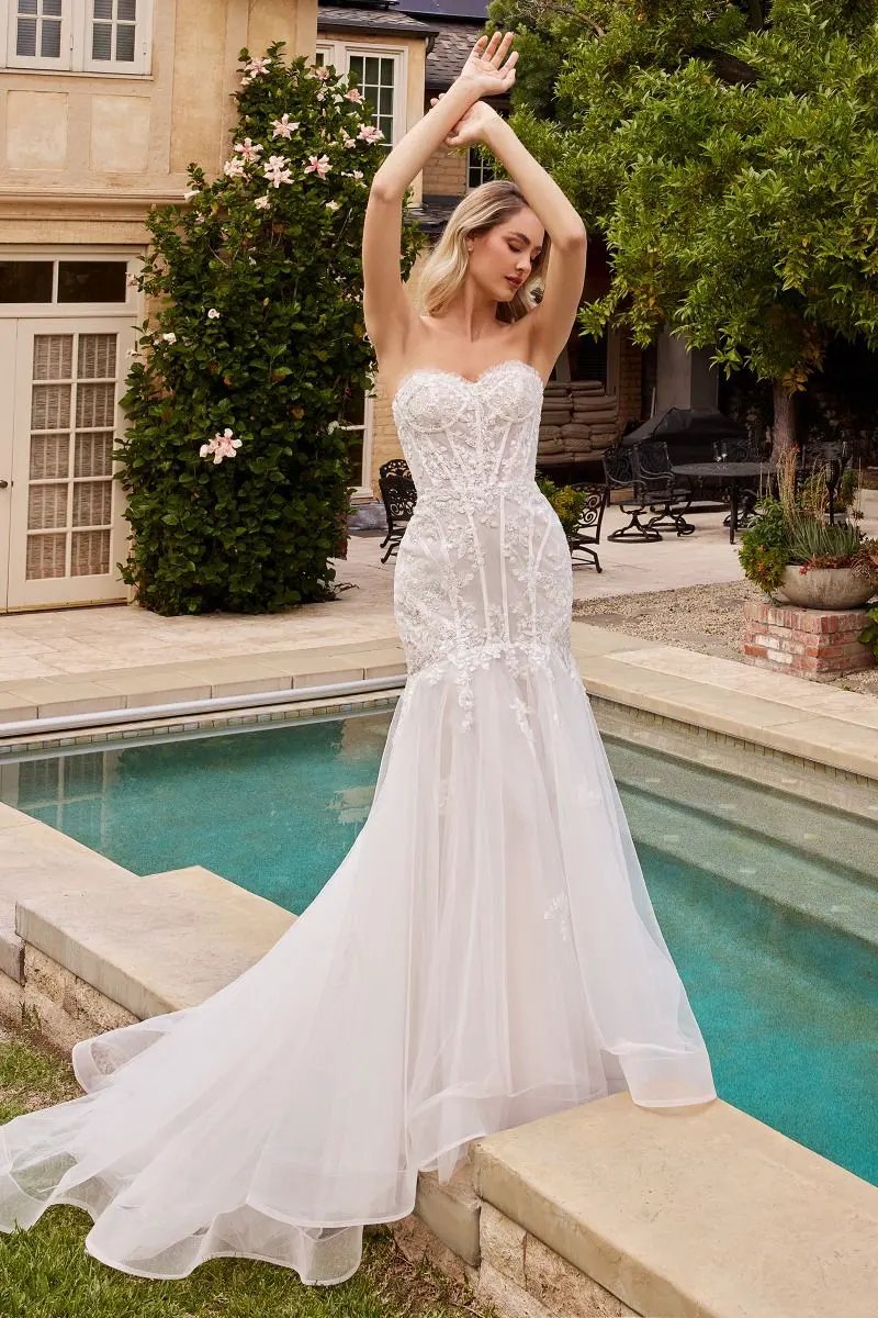 Strapless Mermaid Wedding Dress & Removable Sleeves by Tux-USA